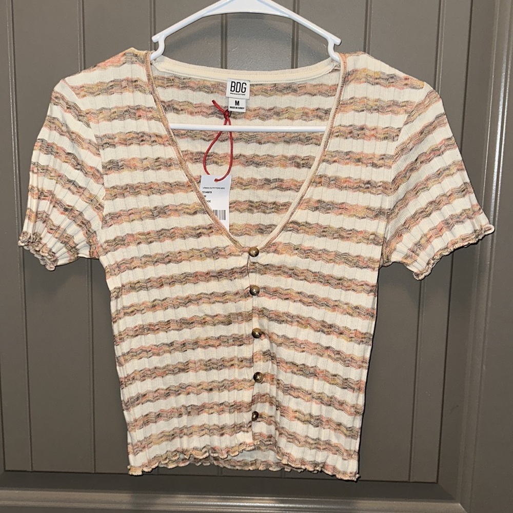 Urban Outfitters BDG Short Sleeve Space Dye Button Down